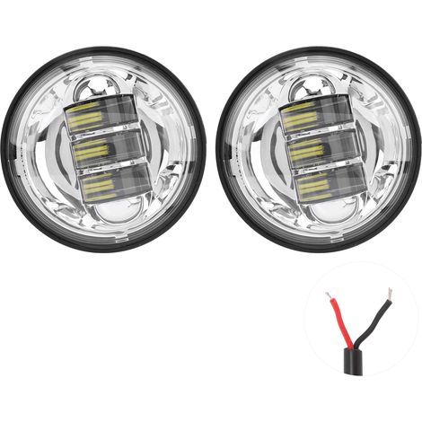 Paire de phares antibrouillard LED universels pour motos, lampe auxiliaire latérale, 4,5 pouces, 60W, 6500K, étanche, réflecteur argenté (1/5)