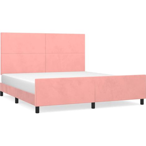 Maison Exclusive - Bettgestell mit Kopfteil Rosa 160x200 cm Samt