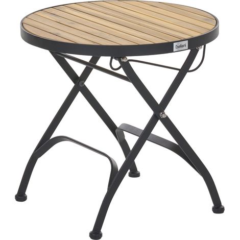 Table de Bistrot Rustique Moderne en Bois d'Acacia Structure en Acier Meuble de Jardin Marron Clair Lascari