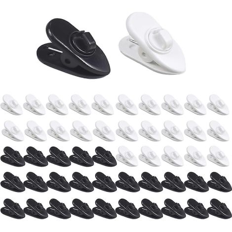 Lot de 50 attaches pour câbles d'écouteurs (25 noires + 25 blanches), pinces pour câbles d'écouteurs, longueur 2,46 cm, tête ronde (1/5)