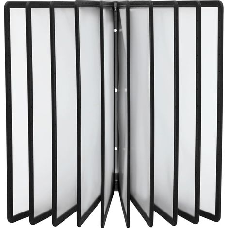 Porte-documents mural avec 10 panneaux d'affichage A4, fixation magnétique/fixation à vis, porte-documents, porte-documents pour murs magnétiques en métal, bureaux (noir) (1/5)
