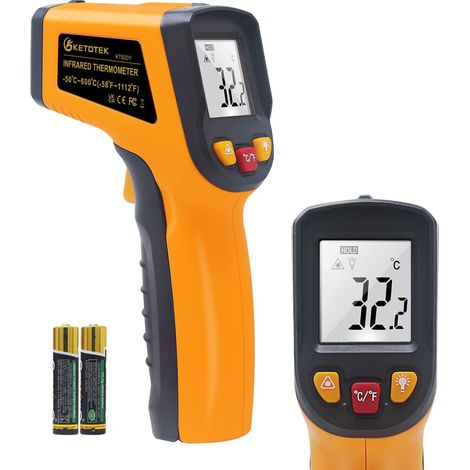 Thermomètre Infrarouge Sans Contact -50°C à +600°C, Pistolet de Température Laser pour Cuisine/Four à Pizza/Industrie (1/5)