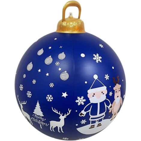 Boule Gonflable de Noël Grande Taille 60CM - Décoration Extérieure Géante à Gonfler pour Noël-A(modèle avec lumière) (1/5)