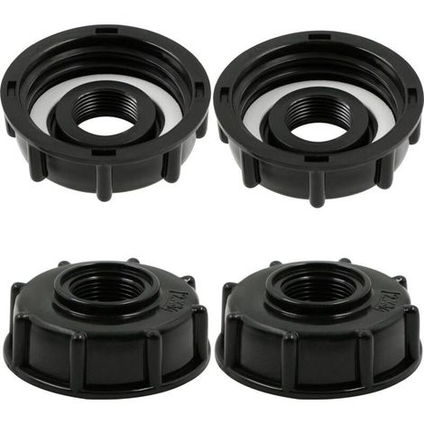 IBC Tank Adapter Connector - Barrel Hose Connector Accessories Container Cap - for Garden Tap Adapter 3/4 Inch Tank Outlet Fitting - 4 Pieces Black (1/5)
