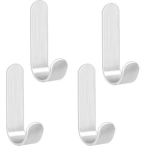Stainless Steel Adhesive Hook - 4 Pcs Self Adhesive, Wall Hooks, Towel Rack for Kitchen, Bathroom, Balconies (1/4)