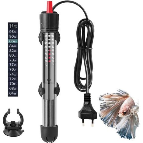 Chauffage pour aquarium 50 W – Pour aquariums de 15 à 50 L – Verre de quartz épais – Température réglable avec ventouses et thermostat – 1 pièce (1/5)