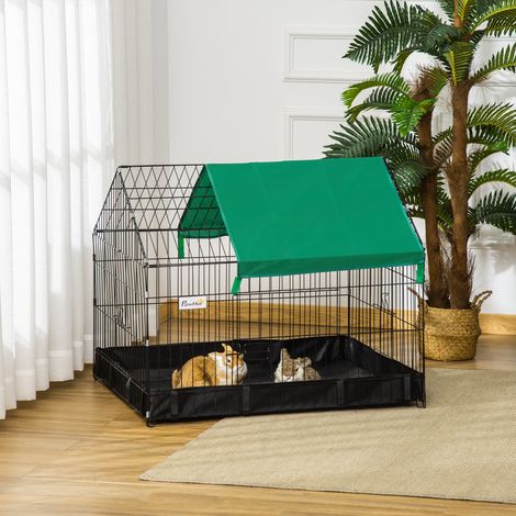 Cage pour lapins - cage pour animaux en métal et tissu oxford - cochons d’Inde et rongeurs - 90x75x75cm