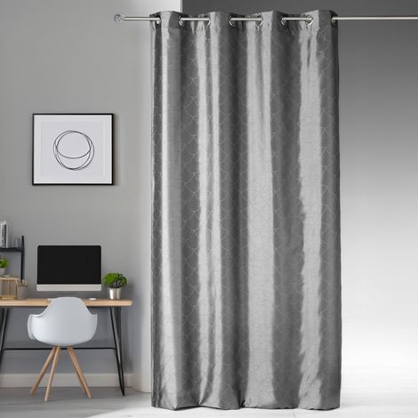 Rideau en shantung à imprimés "écaille" Gris anthracite 140x260 cm