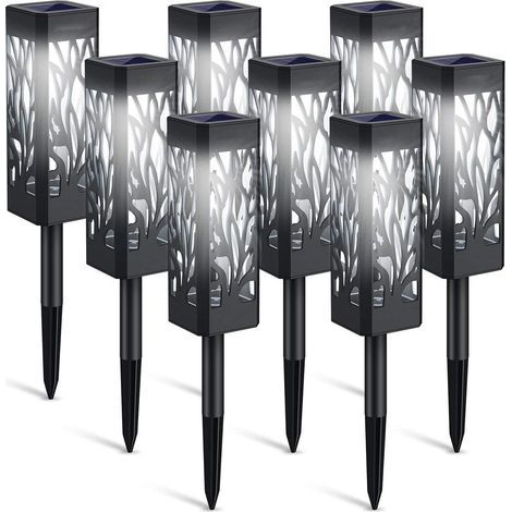 Solarbetriebene Gartenleuchten für den Außenbereich, 6er-Set, weißes Licht, Schutzart IP65, mit automatischer Ein-/Ausschaltfunktion, geeignet für Terrassen. (1/5)