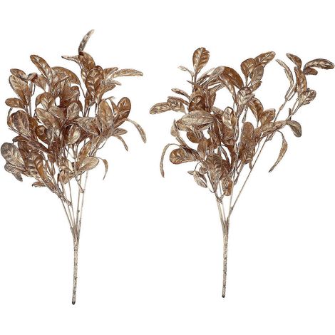 2 feuilles artificielles décoratives pour couronne de Noël, accessoires de décoration à faire soi-même-38CM-Golden