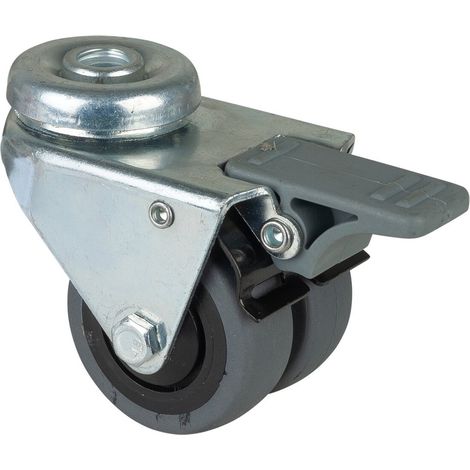 BS Rollen BS Appartedoppelrolle B121, Lenkrolle Festst., Rad-Ø 50 mm, Tragkr. 60 kg, Kugellager, thermopl. Gummi grau, elektr. leitf. (1/2)