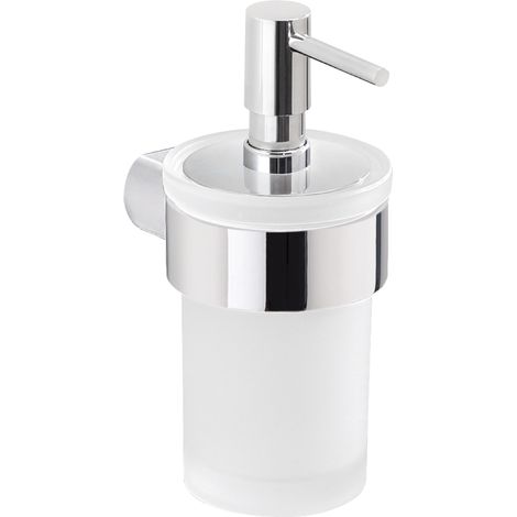 DOSA SAPONE DA PARETE IN OTTONE CROMATO E VETRO MODELLO PIRENEI - DIM. CM (LXPXH): 6,9X9,1X15,4  - CROMATO  - GDY