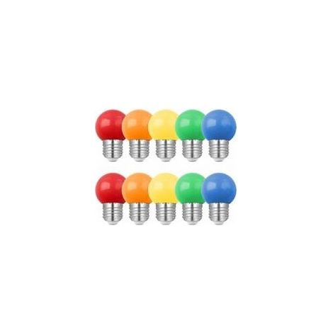 Lot de 10 ampoules LED B22 1 W, culot à baïonnette coloré, mini-ampoules globe G45, rouge, vert, bleu, orange, jaune, pour mariage, Halloween et Noël (orange) (1/3)