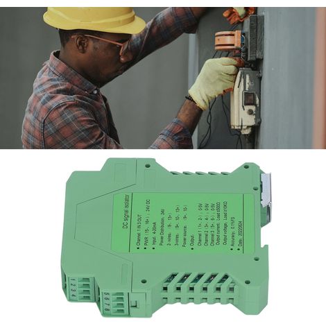 Isolateur de signal CC 24 V pour transmetteurs de courant et de tension, détection PLC, une entrée et trois sorties, 0-5 V. (1/5)