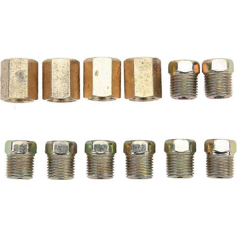 Ensemble de 12 raccords de tuyau de frein en laiton à filetage 7/16 pouce 24, compatibles avec les tuyaux de frein de 1/4 pouce. (1/5)