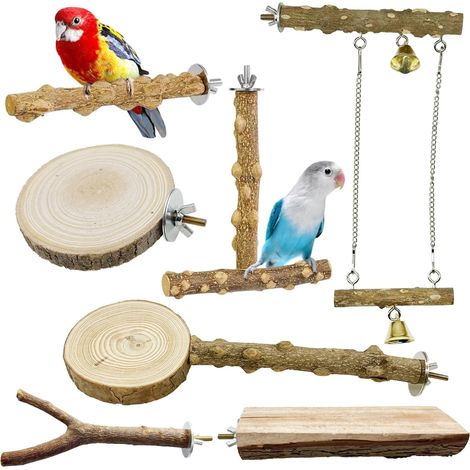 Perches for Birds Perch Toy Parrot Wood Feet Bird Cage Accessories Canary Parakeet (1/5)