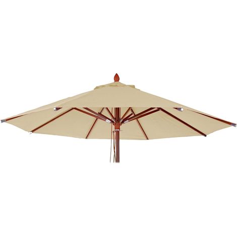 [NEUWERTIG] Ersatz-Bezug für Gastronomie Holz-Sonnenschirm HHG-656, Sonnenschirmbezug Ersatzbezug, rund Ø3m Polyester creme