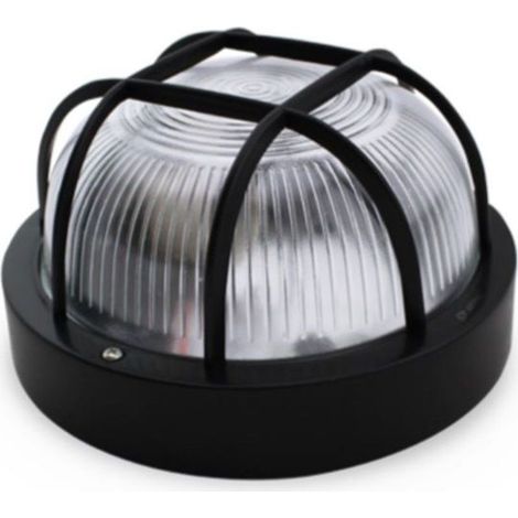Applique murale ronde en thermoplastique noire E27 grille GSC (1/2)