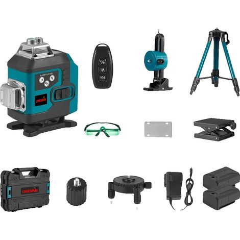 Niveau laser, 16 lignes, nivellement automatique horizontal et vertical à 360°, 2Batterie 1Prise EU (1/5)