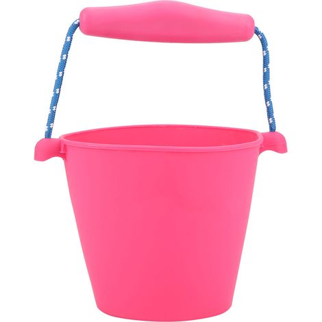 Seau de bain bébé pliable en silicone rose pliant portable cuve jouet douche (1/5)