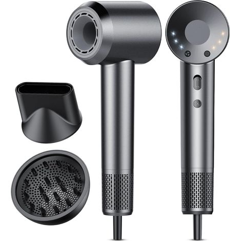 Sèche Cheveux Professionnel Portable 160 000 tr/min Seche Cheveux Ionique avec 5 Milliards d'Ions Négatifs 4 Températures & 3 Vitesses, Faible Bruit Diffuseur Magnétique et Buse Inclus