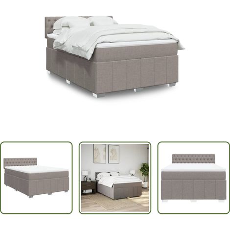 vidaXL Taschenfederkern - Boxspringbett mit Matratze Taupe 140x200 cm Stoff (1/5)