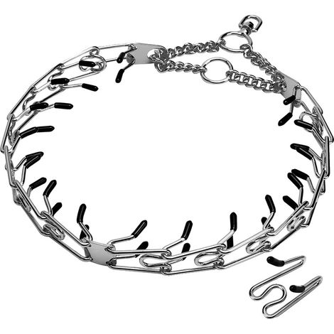 Collar ajustable con púas y puntas de goma cómodas, de 35 a 65 cm (14 a 26 pulgadas) - Plateado (1/2)