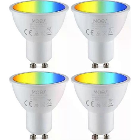 Online Store - Ampoules LED intelligentes Tuya WiFi GU10 RGBW C+W blanches 5W à intensité variable, compatibles avec Alexa, Google Home et Yandex Alice. Contrôle domotique. (1/5)