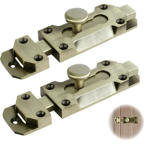2 pièces Verrou coulissant pour porte, verrou à tiroir surface, 100 mm, finition chrome poli, pour salle de bain, chambre, armoire (1/5)