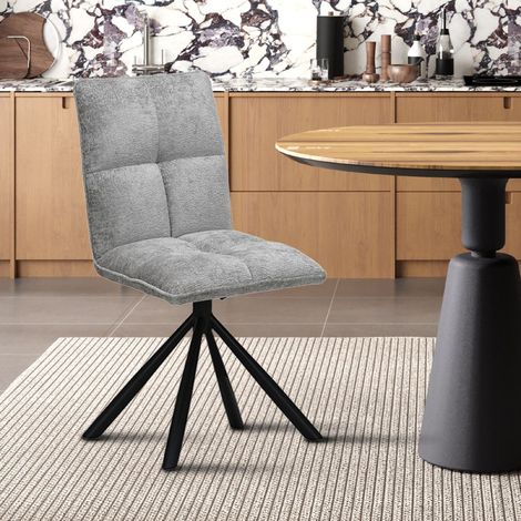 Chaise pivotante en tissu gris clair KAJA (lot de 2) (1/5)