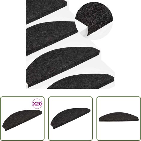 vidaXL Tapis d'escalier auto-adhésifs 20 pcs anthracite 65x22,5x3,5 cm (1/5)