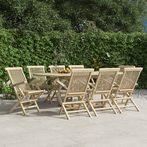 8 pcs Chaises de jardin pliantes, Fauteuils Extérieur, Sièges confortable gris 56x61x89 cm bois de teck BGT52088 (1/5)