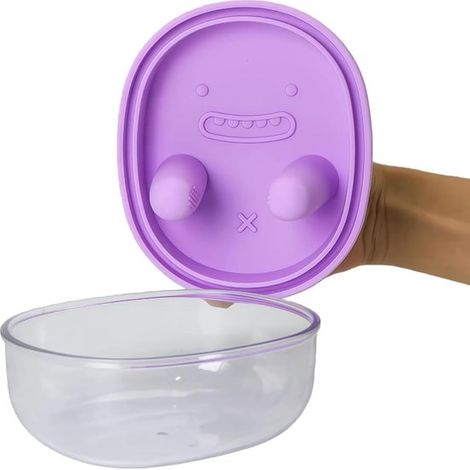 Contenitore per snack - Design 2 in 1 - Mantiene le mani pulite - Coperchio in silicone con scanalature per le dita - Riutilizzabile, ideale per viaggi e campeggio.