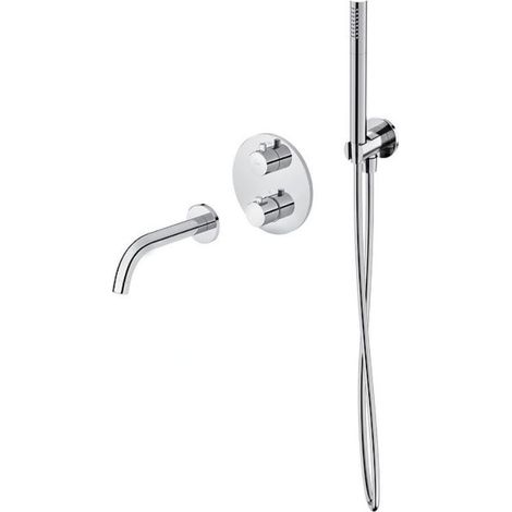 Cersanit Zen - Mitigeur de baignoire thermostatique encastré, installation à 3 trous, avec corps d´encastrement, avec (1/2)