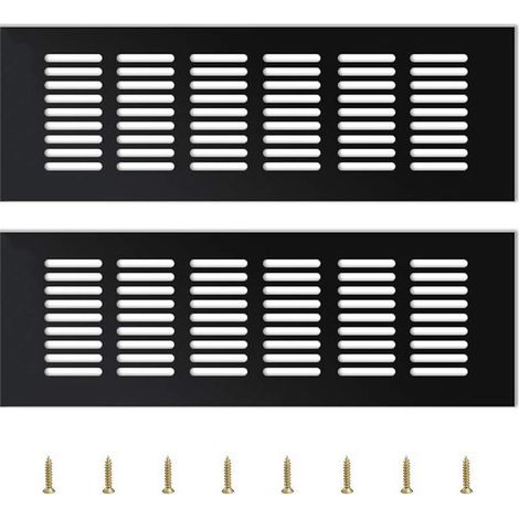Verstellbares Aluminium-Außenlüftungsgitter - Schwarz - 8 x 25 cm - 2 Stück (1/5)