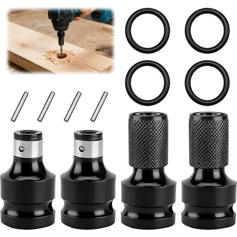 4PCS Adaptateurs D'embouts Pour Clé à Chocs, 1/4 1/2, Adaptateur 1/4 1/2 Pour Douille À Choc Et Embout Visseuse, Porte Embout Visseuse 1/2 Pour Travaux De Montage (1/5)