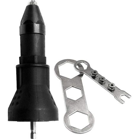 Pistolet à riveter électrique - Kit d'outils de perceuse et de rivetage - Accessoire adaptateur, noir (1/5)