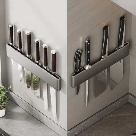 Porte-couteaux mural multifonction – Rangement efficace pour couteaux – Installation sans clous – Matériaux antirouille et durables (1/4)