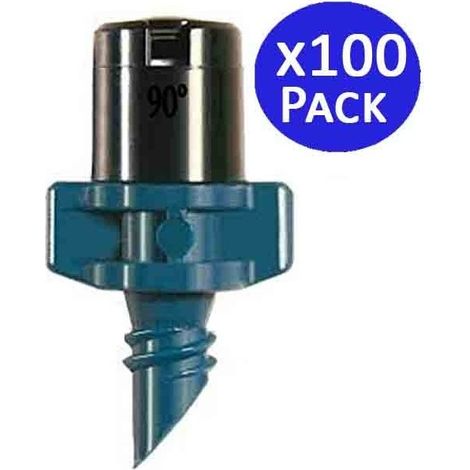 Lot de 100 Arroseur d'irrigation 90º de système de Micro-Drip, Arrosage: Tête de pulvérisation 2 a 2,8 mètres