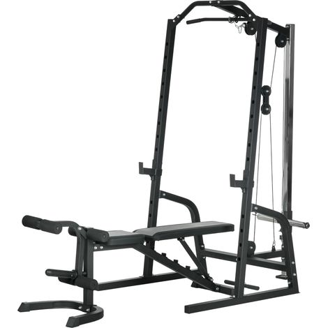 SPORTNOW Stazione Fitness con Panca Addominali e Porta Bilanciere Regolabile