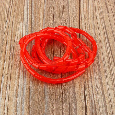 Câble spiralé 5m, organiseur de câbles gaine protectrice 6mm rouge, dissimule et range fils PC TV bureau maison, gestion de câbles flexible
