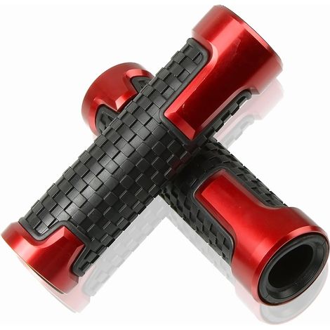 Motorrad-Fahrrad-Lenkerabdeckung, CNC-gefräst, Gummiabdeckung, 22 mm Lenker, universell, rot (1/4)