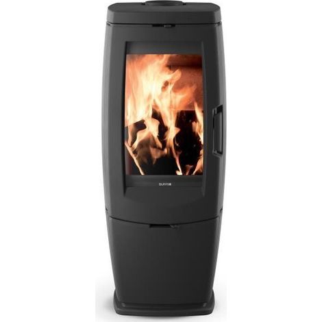 Supra – Poêle à bois fonte 10 kW – Porte latérale – Bûches jusqu'à 33 cm – Vision verticale du feu – Système vitre propre