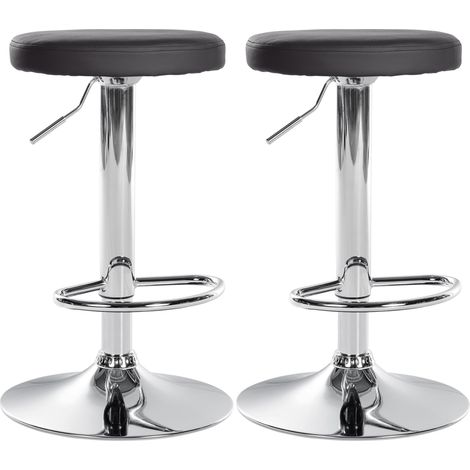 2er Set Barhocker Ponte Kunstleder schwarz Metall in Chromoptik