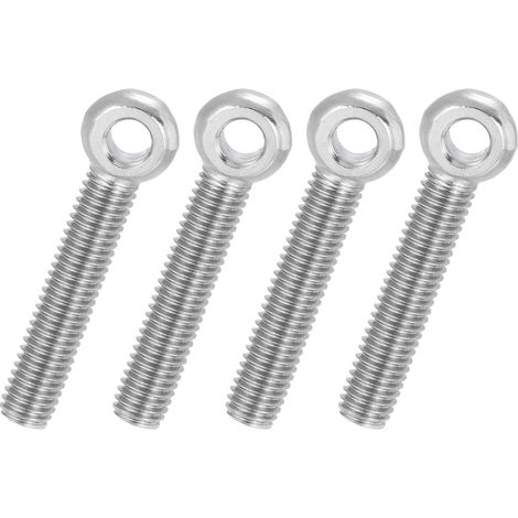 4 Pcs Boulon à Œil M8x45mm Boulon à Œillet de Levage pour Balancement d'Épaule, Vis Filetage Complet en Acier Inoxydable 304, Filetage Métrique Trou Coulissant, Couleur Argentée (1/5)