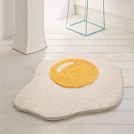 Tapis de salle de bain en forme d'œuf Paillasson amusant Décoration de cuisine Chambre Motif œuf chic 50x80cm (1/5)