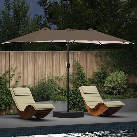 Garten-Sonnenschirm Taupe 385 x 209 x 244 cm Polyester vidaXL (1/5)