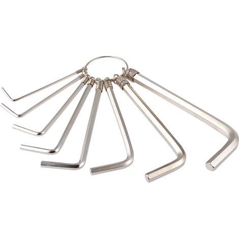 Lot de 8 clés Allen hexagonales métriques pratiques pour réparations 1,5/2/2,5/3/3,5/4/5/6 mm (argent) (1/5)