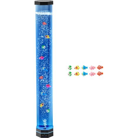 Mophorn Lampe à bulles avec poissons flottants, 1 m, 16 effets lumineux multicolores, télécommande, lumière relaxante, idéale pour chambre, salon et décoration intérieure (1/5)