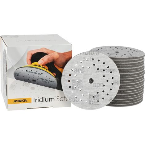 Mirka Iridium Soft Schleifscheiben Ø 125 mm / Korn P800 / Klett Multifit / 20 Stück / schaumbasiertes Schleifmittel für präzises Trockenschleifen, Klarlackschliff, Finish